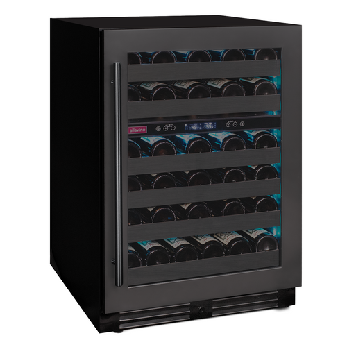 Allavino AO BDW5034D-2BSR Reserva Series 50 Bottle Dual Zone Undercounter Wine Cooler Refrigerator with Black Stainless Steel Door - Right Hinge