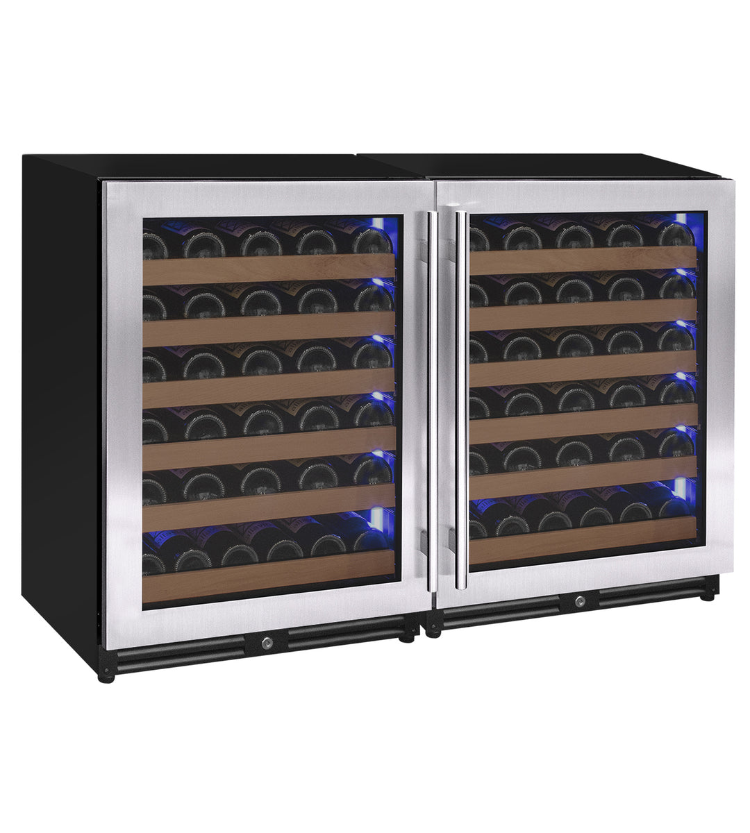Allavino BF 2X-VSW5134S-1S Reserva Series 102 Bottle Dual Zone Built-in Luxury Wine Refrigerator with Stainless Steel Doors - Side-by-Side