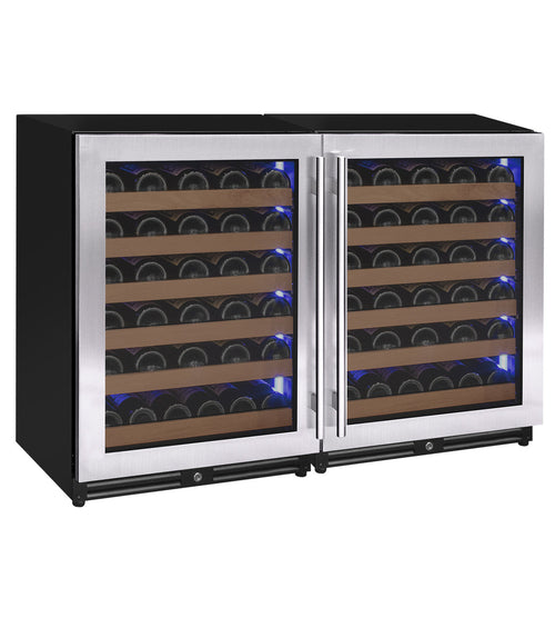 Allavino BF 2X-VSW5134S-1S Reserva Series 102 Bottle Dual Zone Built-in Luxury Wine Refrigerator with Stainless Steel Doors - Side-by-Side