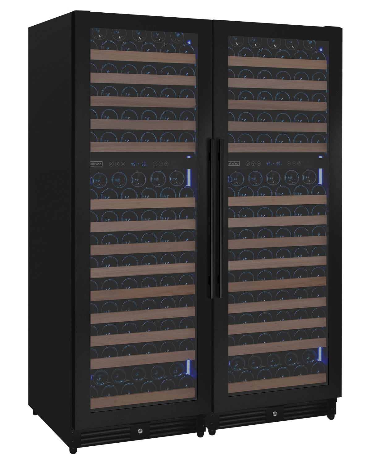 Allavino BF 2X-VSW71LD-2B Reserva Series 344 Bottle Four Zone Built-In Side-by-Side Wine Refrigerators with Black Metal Doors