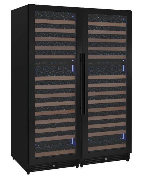 Allavino BF 2X-VSW71LD-2B Reserva Series 344 Bottle Four Zone Built-In Side-by-Side Wine Refrigerators with Black Metal Doors