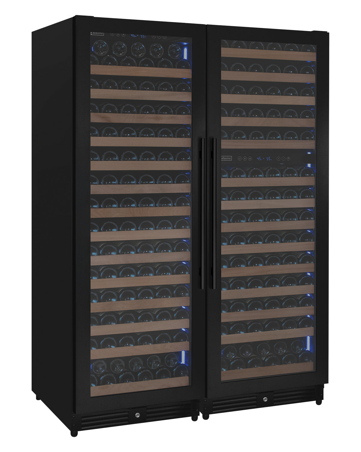 Allavino BF 3Z-VSW15471-B Reserva Series 317 Bottle Three Zone Tall Side-by-Side Wine Refrigerators with Black Metal Doors