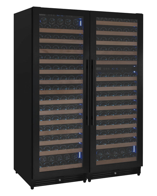 Allavino BF 3Z-VSW15471-B Reserva Series 317 Bottle Three Zone Tall Side-by-Side Wine Refrigerators with Black Metal Doors