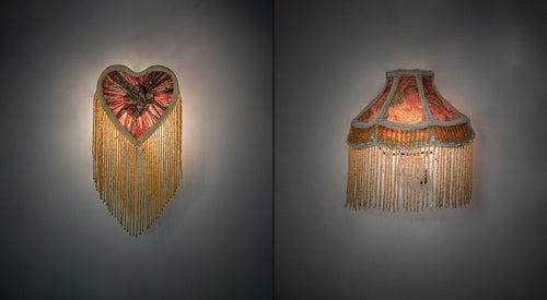 Meyda Lighting 68602 Victorian Fabric Set of Two Fringed Night Light