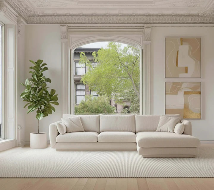 Cane-line Bloom 2-seater sofa with chaise longue, left and plinth