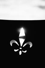 Fire Pit Art Fleur de Lis Match Lit NG