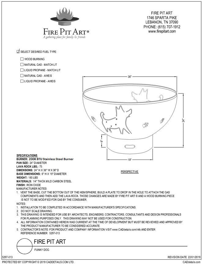 Fire Pit Art Funky Dog AWEIS LP