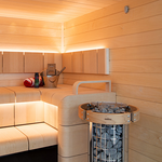 Harvia Cilindro PC60 Cilindro Half Series 6kW Stainless Steel Sauna Heater at 240V 1PH with Built-In Time and Temperature Controls