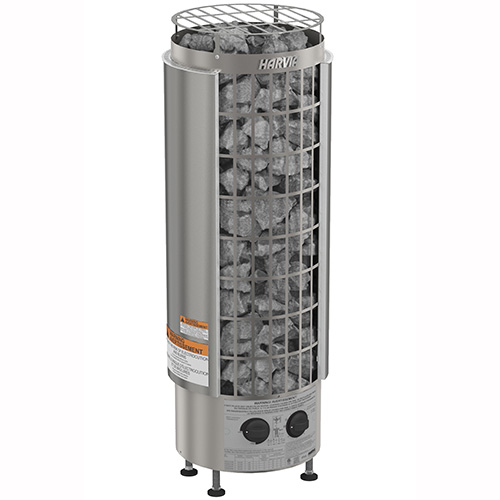 Harvia Cilindro PC90 Cilindro Half Series 9kW Stainless Steel Sauna Heater at 240V 1PH with Built-In Time and Temperature Controls