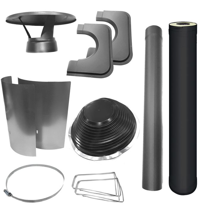 Harvia WHP1000500M-PKG Chimney & Assembly Kit, Barrel, Flat Roof, Stainless