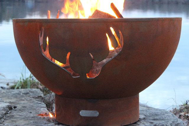 Fire Pit Art Antlers Wood Burning