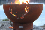Fire Pit Art Antlers Match Lit NG