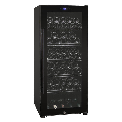 Allavino AO KWR102S-1BGR Contemporary 102 Bottle Single Zone Freestanding Wine Refrigerator with Black Glass Door