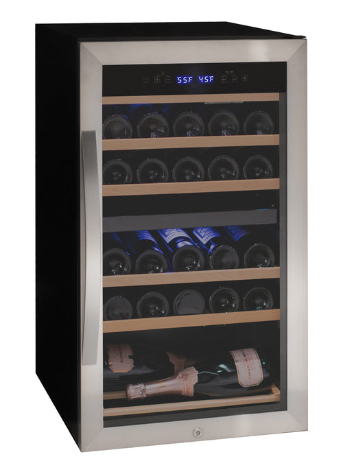 Allavino AO KWR28D-2SR Cascina Series 28 Bottle Dual Zone Freestanding Wine Cooler Refrigerator with Stainless Steel Door