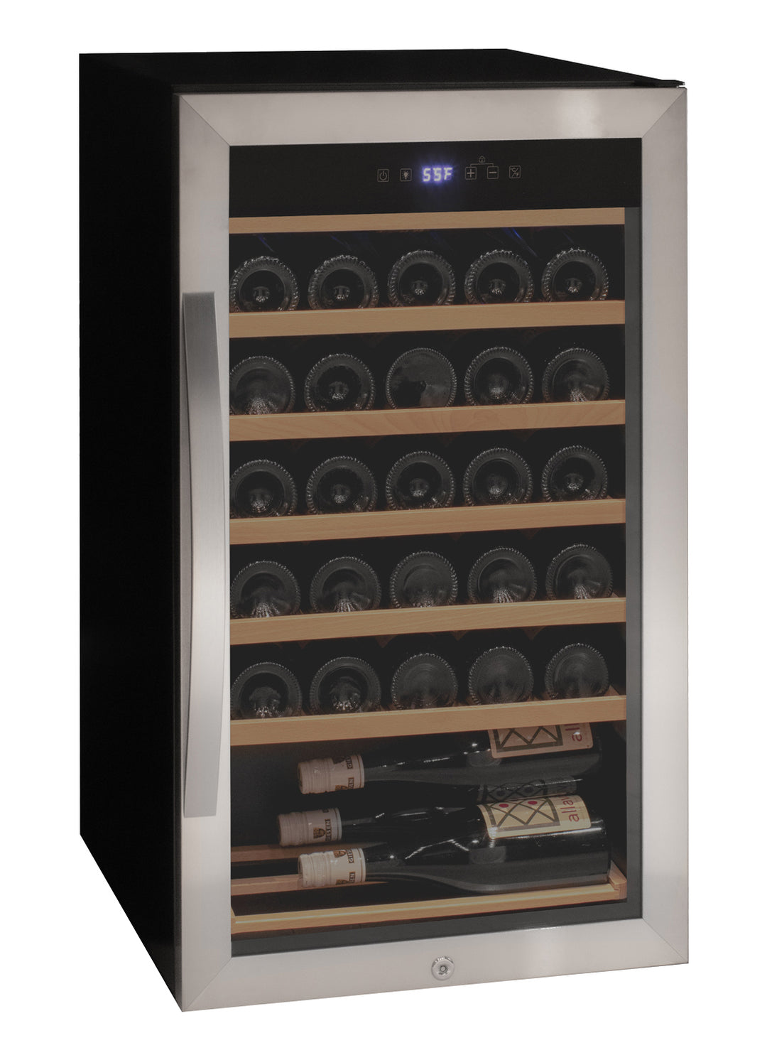 Allavino AO KWR33S-1SR Cascina Series 33 Bottle Single Zone Freestanding Wine Refrigerator Cooler with Stainless Steel Door