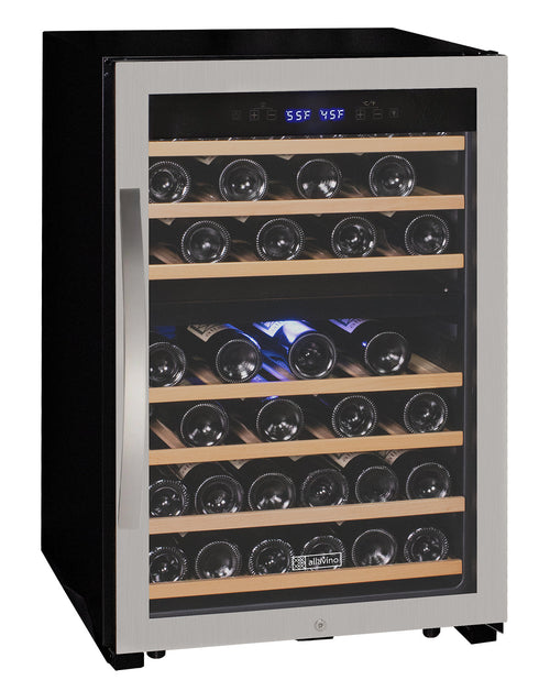 Allavino AO KWR47D-2SR Cascina Series 47 Bottle Dual Zone Freestanding Wine Cooler Refrigerator with Stainless Steel Door