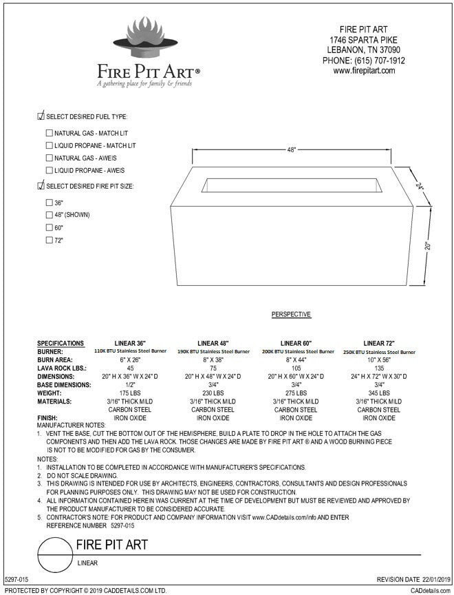 Fire Pit Art Linear 60