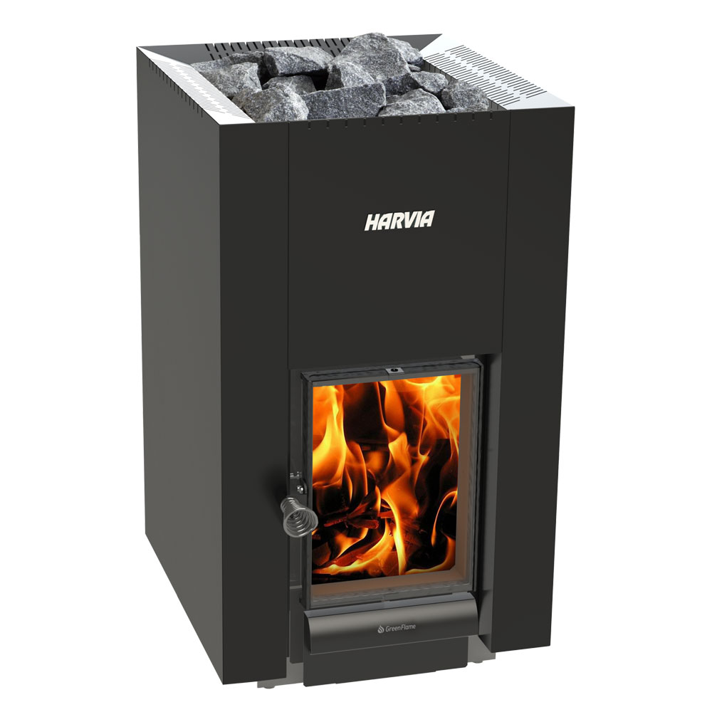 Harvia Linear 22 Green Flame GreenFlame Series, 15.7kW, Wood Sauna Stove
