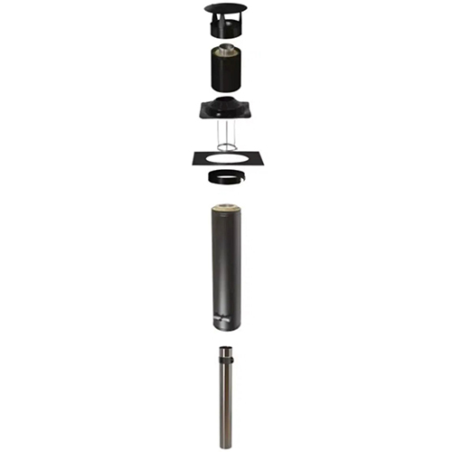 Narvi Flue 15 KOTA BASIC FLUE 15 BLACK LIGHT 255/120x1500 (STRAIGHT RUBBER FLANGE)