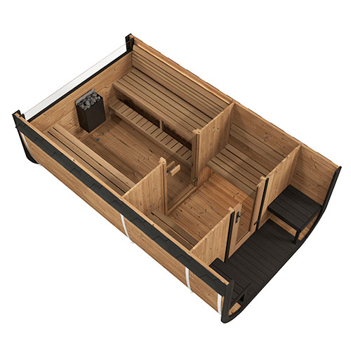 SaunaLife Model CL12GCP Cube-Series Outdoor Home Sauna Suite Kit, Up to 8 Persons