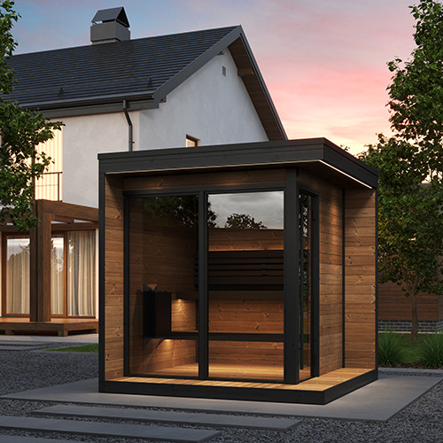SaunaLife GL6 Outdoor Sauna Kit Garden Luxury-Series Outdoor DIY Sauna Kit, Thermo-Spruce, up to 6 Persons
