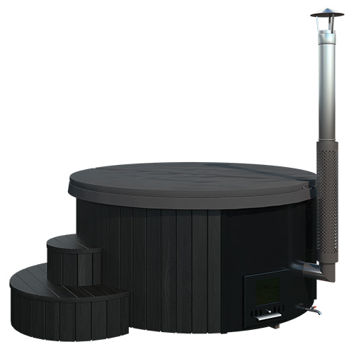 SaunaLife Model S4B Soak-Series Home Wood-Burning Hot Tub, Black, Up to 6 Persons