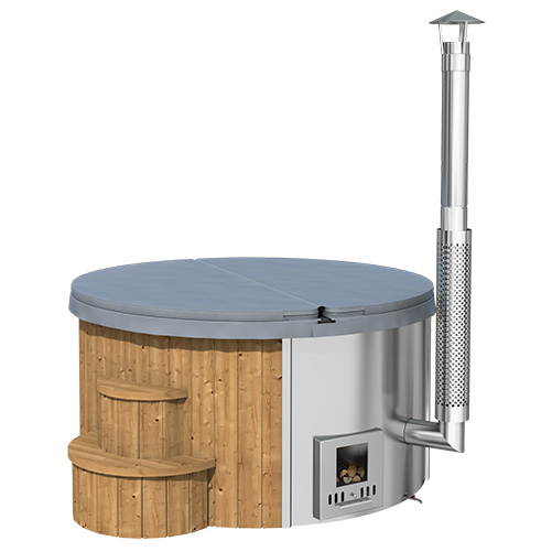 SaunaLife Model S4N Soak-Series Home Wood-Burning Hot Tub, Natural, Up to 6 Persons