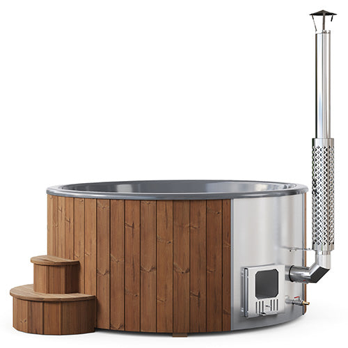 SaunaLife Model S6N Soak-Series Home Wood-Burning Hot Tub, Natural, Up to 7 Persons