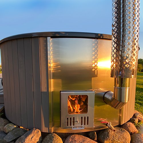 SaunaLife Model S4N Soak-Series Home Wood-Burning Hot Tub, Natural, Up to 6 Persons