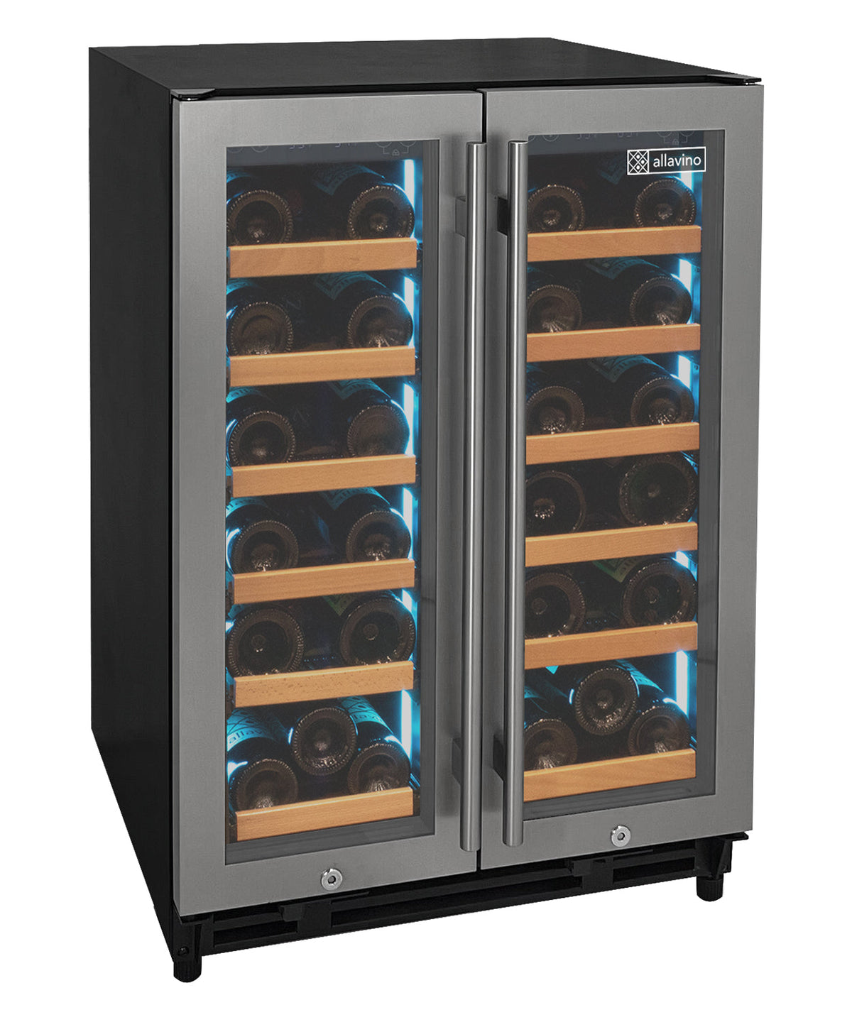 Allavino AO VSW3634FD-2S Reserva Series 36 Bottle Dual Zone Wine Refrigerator with Stainless Steel French Doors