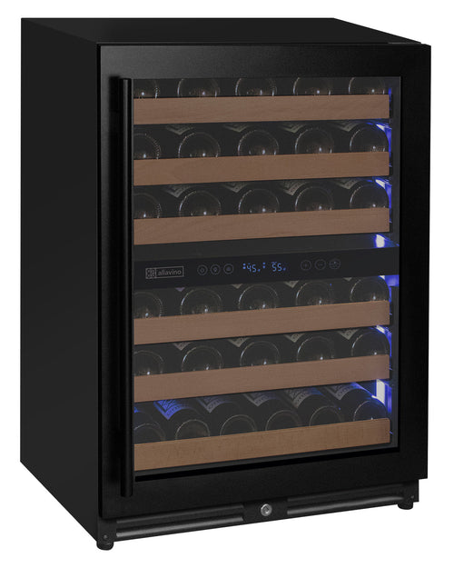 Allavino AO VSW5134D-2BR Reserva Series - 51 Bottle Dual Zone Built-in Luxury Wine Refrigerator with Black Door - Right Hinge