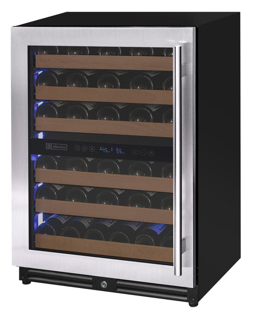 Allavino AO VSW5134D-2SL Reserva Series - 51 Bottle Dual Zone Built-in Luxury Wine Refrigerator with Stainless Steel Door - Left Hinge