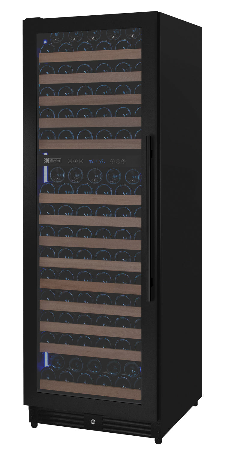 Allavino AO VSW71LD-2BL Reserva Series 172 Bottle Dual Zone Built-in Wine Refrigerator with Black Metal Door - Left Hinge