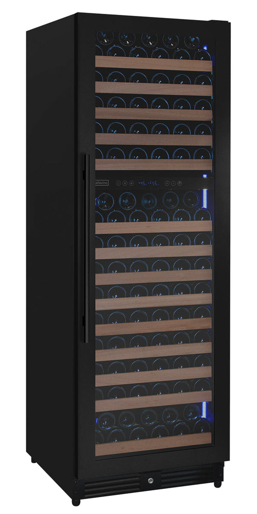 Allavino AO VSW71LD-2BR Reserva Series 172 Bottle Dual Zone Built-in Wine Refrigerator with Black Metal Door - Right Hinge