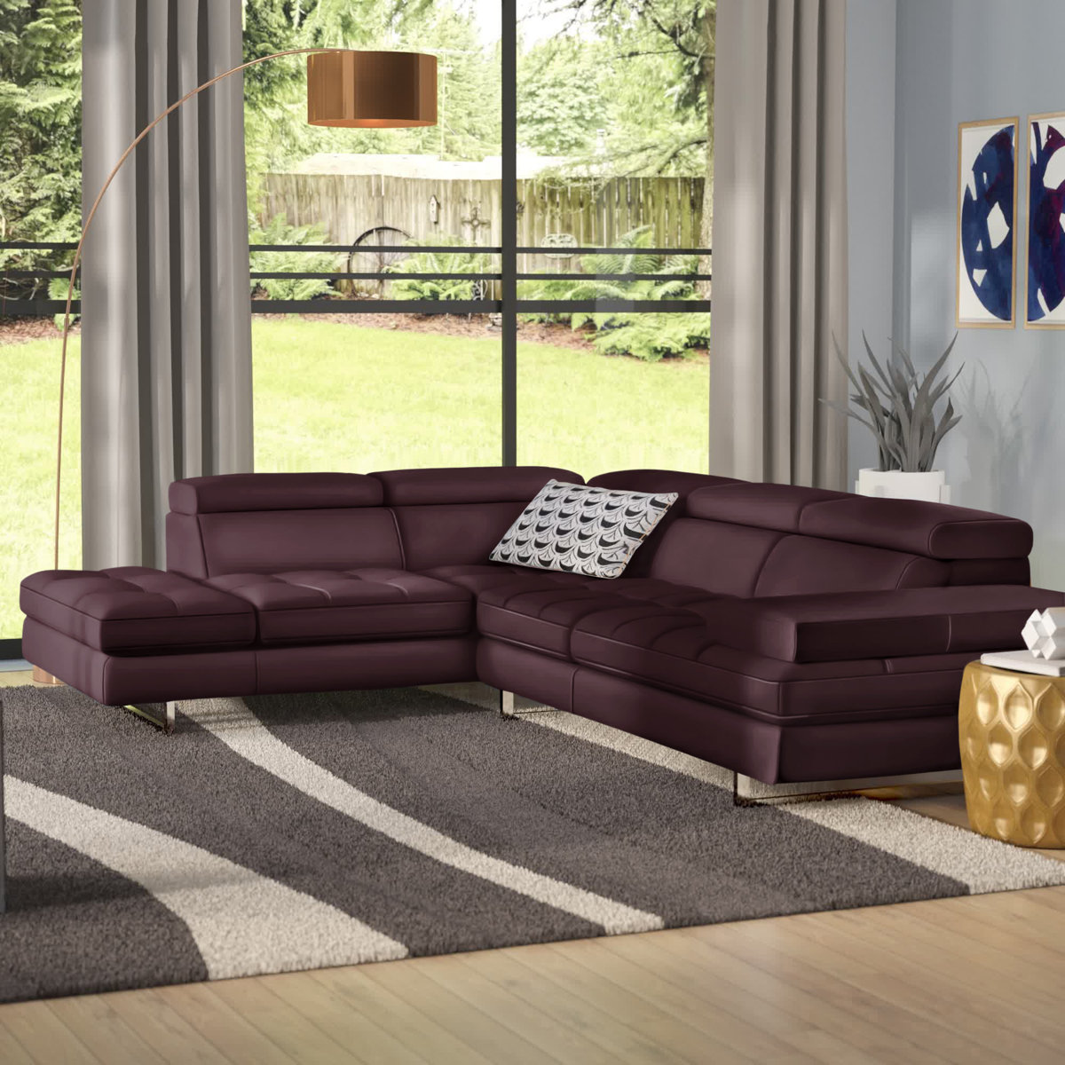 2-Piece Modern Upholstered Sectional Sofa with Chaise and Deep Seating Comfort
