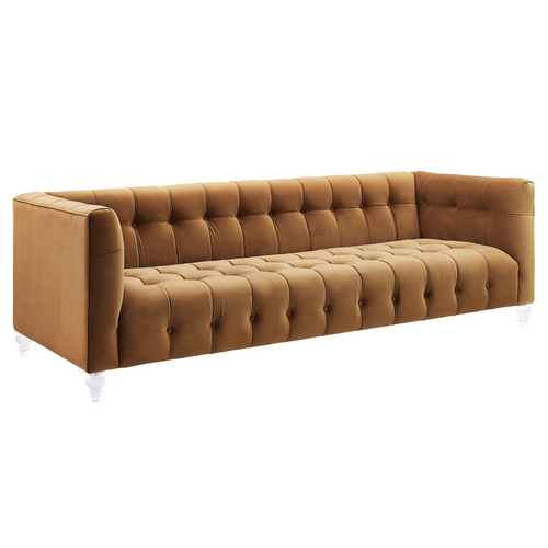 Doyon 90.6″ Velvet Sofa – Modern Three-Seat Velvet Couch