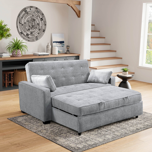 Serta Monroe Convertible Queen Sofa Bed – Tufted Back Sleeper Couch with Square Arms & Plush Cushions