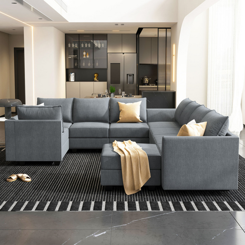 Extra Large U-Shaped Modular Sectional Sofa – Oversized Corner Couch with Deep Seating and Modern Design