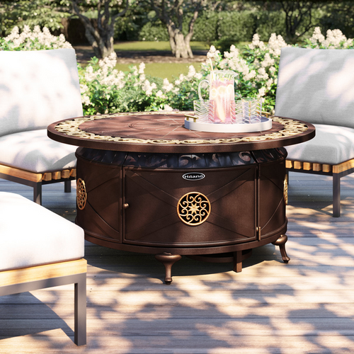 Sorrels Round Aluminum Propane Fire Pit Table with Hidden Fuel Tank – Smokeless Design