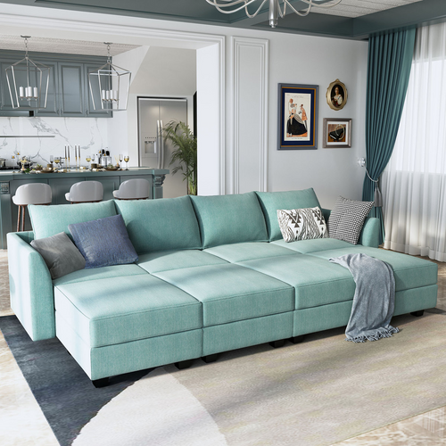 U-Shaped Modular Sleeper Sectional Sofa with Chaise — Convertible Bed, Storage & Reversible Design