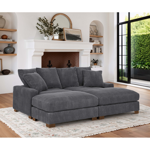 Arzuaga 4-Piece Modular Corduroy Sectional Sofa with Chaise