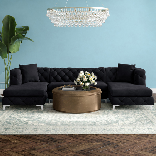 Miranda 3-Piece Modern Velvet Sectional Sofa
