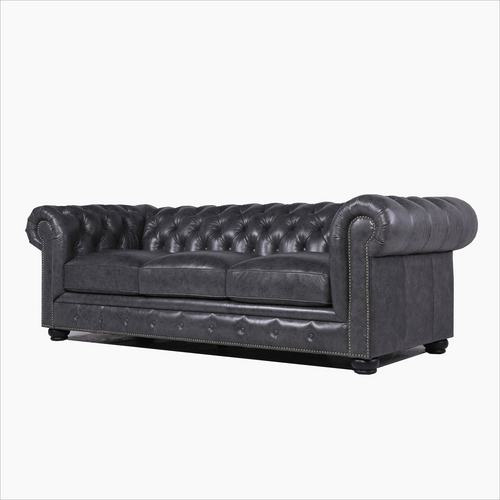 Freddie 95 Inch Leather Sofa - Extra Wide Full Grain Leather Couch with Modern Design