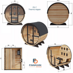 Finnmark FD-7 Infrared and Traditional 6x6 Outdoor Barrel Sauna, Thermo-Aspen