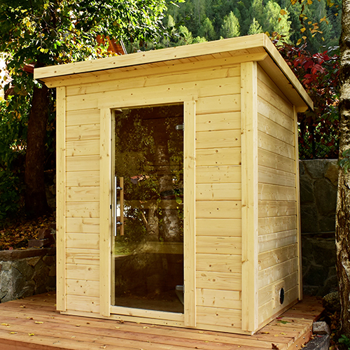 SaunaLife Model G2 Outdoor Home Sauna Kit Garden-Series Outdoor Home Sauna DIY Kit w/LED Light System, Up to 4 Persons